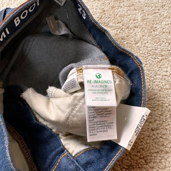 J. CREW 9" Billie Demi Boot Crop Jeans 23 Raw Frayed Hem Dark Button Fly NWT - Picture 5 of 7
